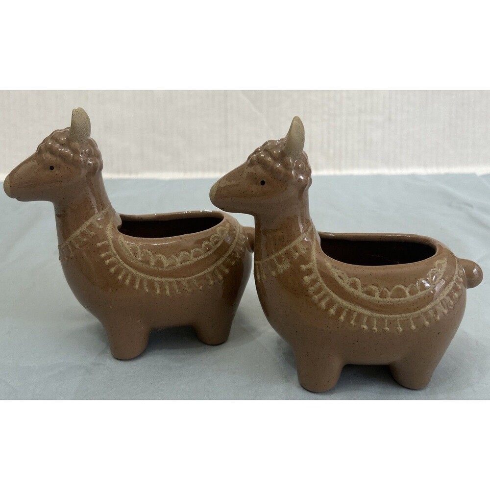 Ceramic Llama Planter Household Decoration Lot Of 2
